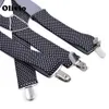 Heavy Duty grote bretels voor mannen Verstelbare elastische X-back broek Dames bretels voor broeken 55 inch Clips print stip op zwart 240111