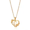 Collana con lettera inglese vuota a forma di cuore dalla A alla Z, collana con cognome floreale femminile creativo in acciaio inossidabile a forma di cuore