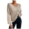 Women's T Shirts Autumn/Winter Solid Color Top V-Neck Long Sleeve Pit Striped Brushed T-shirt Loose Pullover Plus Size Tops For Women