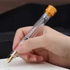 Majohn V1 stylo plume de remplissage sous vide EF/F/M/plume coudée résine transparente pince dorée/argent démonstration stylo cadeau d'écriture 240110