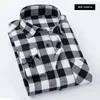 Spring and Autumn Fashion Cotton Long Sleeve Men's Shirt Brushed Red Plaid Business Leisure Fit Flannel No iron 240111