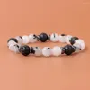 Bracelet rond mat pour femmes et hommes, vente en gros, perles extensibles de 8mm, pierre de lave, hématite, perle d'espacement, vente en gros
