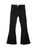 Kvinnors jeans 2024 Blue Fleared Fashion Slim Denim Pants Black Casual Trouser 27 28 29 30 31 32 34