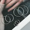 Unisex moda küpeler takılar pürüzsüz 12mm-28mm çapı 18K Sarı Beyaz Altın Kaplama 925 Sterlling Gümüş İnce Hoops Küpeler Erkek Kadınlar için