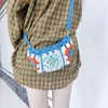 Bolsos cruzados de tejido de algodón Retro para mujer, bolso tejido con hombro de ganchillo de diseñador, bolsos y monederos para teléfono de tela pequeña 240111