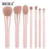 BEILI Roze/Zwart 7 stks Make-Up Kwasten Oogschaduw Blusher Foundation Poeder Wenkbrauw Make-Up Kwasten Set Pro maquillaje Beauty Tool 240111