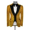 Мужские брючные костюмы с золотыми блестками, приталенный пиджак с остроконечными лацканами для жениха, одежда для вечеринки, дня рождения, свадебные смокинги