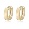 Boucles d'oreilles S925 Wheel Stripe Huggies Hoop Boucles d'oreilles INS Dainty Plaqué or S925 Sterling Silver Minimaliste Petits bijoux fins pour les femmes Cadeau