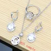 Set di gioielli in argento 925 da sposa Set di orecchini con pietra preziosa di topazio bianco per le donne Bracciale con anello ridimensionabile Collana all'ingrosso