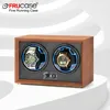 Frucase Double Watch Winder för automatiska klockor 2 Rolex Box Jewelry Display Collector Storage Wood Grain With Light 240110