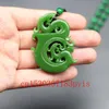Pendentifs Dragon naturel vert Jade Kirin pendentif collier chinois double face creux sculpté charme jadéite bijoux mode amulette cadeaux