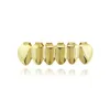 Grillz – ensemble de grilles dentaires creuses et croisées, style Hip-Hop, en cuivre plaqué or, bretelles brillantes, accessoires de fête pour femmes et hommes
