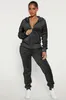 Autumn Winter Long Sleeve Hooded Tops och joggerbyxor Sätt avslappnad fast färg Velvet Tracksuit Women Two Piece 240110