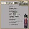 Original Breze Stiik King Max 10000 10K Puff 10000 10K rechargeable MTL DTL jetables E cigarettes Vapes stylo électronique avec 20 ml pré-rempli Pod 850 mAh batterie