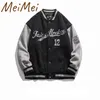 Korean Version of The Printed Letters Casual Men Clothing Trend Number 12 Winter Jacket Patchwork Standup Collar Male Coat 240111