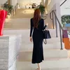 Vintage Korean Maxi Dresses for Women Party Long Sleeve Vneck Mermaid Dress Elegant Fashion Ladies Vestidos Femme Autumn 2023 240111