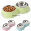 Comederos para perros Cuencos dobles para mascotas Alimentador de agua para comida para perros Alimentador de platos para beber para mascotas de acero inoxidable Suministros de alimentación para cachorros y gatos Accesorios para perros pequeños vaiduryd