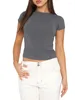 Женские футболки Y2k, укороченные топы, лето 2024, винтажные футболки в стиле Харадзюку, однотонная эстетичная одежда, женская трубка
