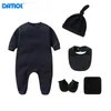 5pcs Set 01 Years baby romper born Baby Clothes Long Sleeve Hat Small Towel Bibs bodysuitit 240110