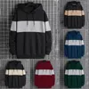 Herenhoodies Heren Herfst Winter Patchwork Contrasterende capuchon Trekkoord Dun fluwelen Lange mouwen Casual losse sporttrui Tops