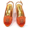 Классические туфли с блестками, отличные 2024, оранжевые, высококачественные, с открытым носком, для взрослых, классические женские туфли