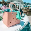 Unisex Sommer Weiche Silikon EVA Strand Tasche Handtasche Mit Löchern Wasserdichte Gummi Korb Tragetaschen Schwimmen Fitness Strand Handtuch