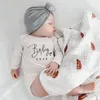 Baby graviditet tillkännagivande född bodysuits bomulls höst vinter pojkar flickor långärmad romper jumpsuit 240110