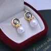 Studörhängen ED110 LEFEI Fashion 11-12mm Stark lyster Få fel sötvatten Pearl Creative Portrait Earring for Women S925 Silver smycken