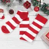 Женские носки OYARD, рождественские красные и белые чулки до бедра в полоску выше колена для девочек (средний размер)