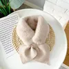 Scarves Knitted Faux Fur Cross Shawl Scarf For Women Plush Warm Neck Collar Winter Soft Polka Dot Warmer