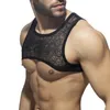 Débardeurs pour hommes Hommes Sexy Transparent avec motif de fleurs Crop Top Sous-vêtements Col rond sans manches Poitrine Muscle montrant des réservoirs Clubwear