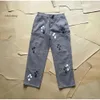 mens fashion designer jeans womens Old Washed chrome Straight Trousers Heart Cross Embroidery Letter Prints Casual Cargo Logging Pants