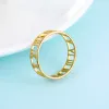 Roman Numerals 14k Yellow Gold Ring for Women Men Classic Rose Gold Color Casual Couple Rings Jewelry Anniversary Gift