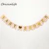 Whole-Chicinlife 1 set roze Meer Blauw Baby Douche Banner Garland Kids Verjaardagsfeestje Supplies Baby Douche Decoratie papier Bann293E