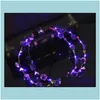 Hårtillbehör blinkande LED GLOW Flower Crown pannband Lättparty Rave Floral Garland Wreath Wedding Girl Headpiece Decor D Drop Dhmts