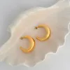 Boucles d'oreilles créoles en acier inoxydable surdimensionné visage lisse cercle rond épais pour femmes plaqué or 18 carats en forme de C boucles d'oreilles bijoux cadeaux