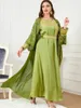 Ubranie etniczne muzułmańska moda elegancka i elegancka luksusowa sukienka 2024 O-Neck Długie sukienki 2-częściowe zestawy haftowe Kaftan Ramadan