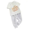 Ensembles de vêtements pour bébés garçons 2 pièces tenue à manches courtes à manches courte du cou T-shirt imprimé avec pantalon long Pâques d'été