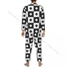 Vêtements de nuit pour hommes Hommes Pyjama Ensembles Motif géométrique pour homme Chemise à manches longues Mâle Soft Home Loungewear
