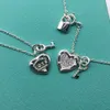 Silver Love Brand Key Necklace White Gold Chain Love Lock