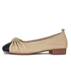 2024 designer women shoes New Bow Colored Beige black Low Heel Square Head Single Shoes 36-41