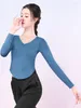 Stage Wear Solid Color Modern Dance Jazz Costume Festival Tops Women Gala Party Classical Round Neck Street Slim Fit Night Latin T-shirt