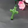 Pendants Jesus Cross Natural Green Jade Pendant Necklace Chinese HandCarved Fashion Charm Jewelry Accessories Amulet for Men Women Gifts