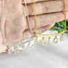 Halsband Doremi Happy Face Custom Name Letters Necklace Zircon Name Charms Inledande bokstav Kvinnor ins smycken halsband