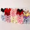 Hårtillbehör 12st/Set Solid Grosgrain Ribbon Bows Clip Boutique for Girls Hairgrips Headwear Kids Gift