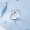 Rings Licliz S925 STERLING SILVER DOLPHIN CZ調整可能なオープニングリングfor Women Jewelry Accessorie Anillos 925 Plata Para Mujer LR0849