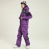 2024 Women Ski Suit Snowsuit Sport Women Ski Set Waterproof Hooded Woman Snowboard Jumpsuit Mountain Clothes Overall 240111