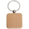 100Pcs DIY Blank Wooden Key Chain Square Carved Key Ring Wooden Key Ring About 40 x 40 mm 240110