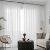 Branco sheer cortinas para sala de estar quarto janela cor sólida longo tule cortina casamento decoração casa voile festa cortinas 240111