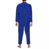 Męska odzież sutowa piżama męska niebieska roślina liście liście druku